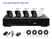BONDWL BW6100 4ET2 4CH PoE NVR KIT 4CH NVR 4PCS 1080P Day Night Outdoor PoE IP Cameras system i8s A POE HDMI VGA Synchronous output Smartphone Scan