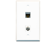 RiteAV 1 x Cat6 Shielded Ethernet and 1 x Cable TV Coax Port Wall Plate White