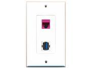 RiteAV 1 Port Cat5e Ethernet Pink 1 Port USB 3 A A Decorative Wall Plate