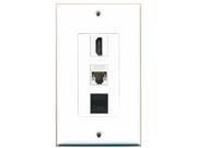 RiteAV 1 HDMI 2 Cat5e 1 White Black Ethernet Port Decorative Wall Plate