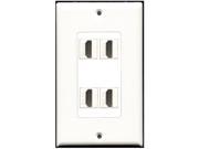 4 Port Hdmi Keystone Wall Plate White and 2 Pack of 6ft HDMI 1.4 Cables