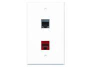 RiteAV 1 Port Cat5e Ethernet Red 1 Port RJ45 Shielded Wall Plate