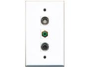 RiteAV 1 Port RCA Green and 1 Port 3.5mm and 1 Port BNC Wall Plate