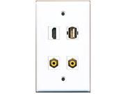 RiteAV 1 Port HDMI 2 Port RCA Yellow 1 Port USB A A Wall Plate