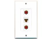 RiteAV 2 Port RCA Red and 1 Port Cat6 Ethernet White Decora Wall Plate Decora
