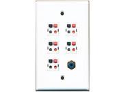 RiteAV 5 x Speaker Jacks and 1 x RCA Subwoofer Port Wall Plate Single Gang White