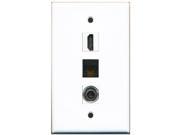 RiteAV 1 Port HDMI and 1 Port 3.5mm and 1 Port Cat6 Ethernet Black Wall Plate