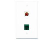 RiteAV 1 Port RCA Red 1 Port Cat6 Ethernet Green Wall Plate