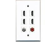 RiteAV 4 HDMI 1 Port RCA Red 1 Port Coax Cable TV F Type Wall Plate