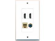 RiteAV 2 Port HDMI 1 Port RCA Blue 1 Port Phone RJ11 RJ12 Beige Wall Plate ...