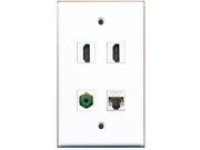 RiteAV 2 Port HDMI 1 Port RCA Green 1 Port Cat5e Ethernet White Wall Plate