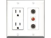 RiteAV 15 Amp Power Outlet 1 Port RCA Red 2 Port 3.5mm Decora Wall Plate