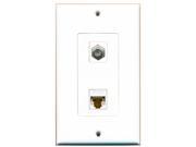 RiteAV 1 Port Coax 1 Port Cat6 White Wall Plate Decorative White