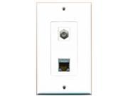 RiteAV 1 Port Coax 1 Port Shielded Cat6 Decorative Type Wall Plate