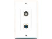 RiteAV 1 Port RCA Blue 1 Port BNC Wall Plate Decorative White