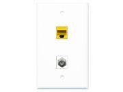 RiteAV 1 Port Coax Cable TV F Type 1 Port Cat5e Ethernet Yellow Wall Plate