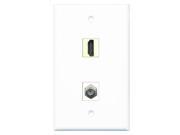 RiteAV - 1 Port Coax Cable TV- F-Type 1 Port HDMI Ivory Wall Plate RiteAV - 1 Port Coax Cable TV- F-Type 1 Port HDMI Ivory Wall Plate