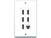 RiteAV 5 Port HDMI 1 Cat5e Ethernet White Wall Plate Decorative