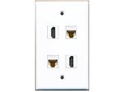 RiteAV 2 Port HDMI 2 Port Cat6 Ethernet White Wall Plate