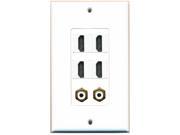 RiteAV 4 Port HDMI 2 Port RCA White Wall Plate Decorative