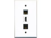 RiteAV 1 Port HDMI 1 Shielded Cat6 Ethernet 1 Cat6 Ethernet Black Wall Plate