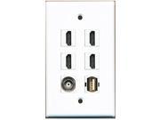 RiteAV 4 Port HDMI 1 USB A A 1 BNC Wall Plate White