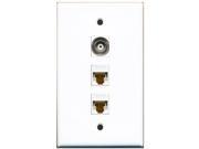 RiteAV 1 Port BNC 2 Port Cat6 Ethernet White Wall Plate