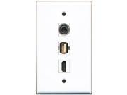 RiteAV 1 Port HDMI and 1 Port USB A A and 1 Port 3.5mm Wall Plate