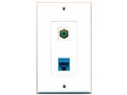 RiteAV - 1 Port RCA Green 1 Port Cat5e Ethernet Blue Decorative Wall Plate RiteAV - 1 Port RCA Green 1 Port Cat5e Ethernet Blue Decorative Wall Plate