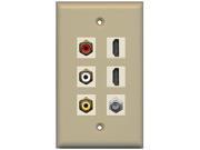 RCA Ivory Composite 2 HDMI 1 Coax Wall Plate 1 Gang