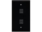 RiteAV Black 2 x Cat5e Ethernet RJ45 LAN Wall Plate Flat