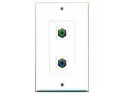 RiteAV 1 Port RCA Green 1 Port RCA Blue Wall Plate Decorative White