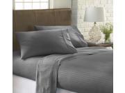 Home Collection™ Dobby Stripe Pattern Double Brushed Embossed Microfiber 4 Piece Bed Sheet Set Queen Gray