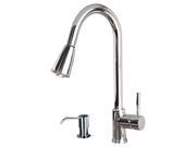 Builders Shoppe 1130CP 16 Single Handle Pull Down Kitchen Faucet w Soap Dispenser Chrome Finish