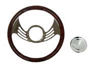 Simulated Cherry Wood Wrap 14 Gaap Billet Steering Wheel Smooth Horn Button