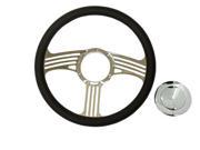 14 Blade Chrome Steering Wheel Half Wrap Leather Smooth horn button