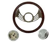 Simulated Cherry Wood Wrap 14 Gaap Billet Steering Wheel Flame Button Adapter
