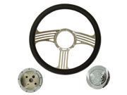 14 Blade Chrome Steering Wheel Half Wrap Leather Flame horn button Adapter