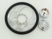 14 Billet Chrome Flamed Steering Wheel Half Wrap Leather adapter horn Button