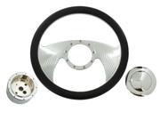 14 Billet Chrome Wrap Leather Hawk Wing Steering Wheel Adapter Horn Button