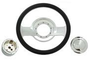 14 Billet Chrome Wrap Leather Retro Steering Wheel Adapter Smooth Horn Button