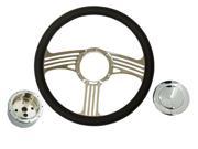 14 Blade Chrome Steering Wheel Half Wrap Leather Smooth horn button Adapter
