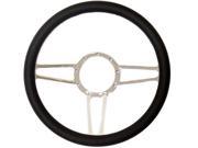 14 Chrome Spear Steering Wheel w Half Wrap Black Leather
