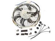 12 Electric Curved Blade Reversible Cooling Fan 12v 1400cfm w Mounting Kit chrome finish