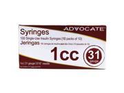 Advocate Syringe 31G 1cc 5 16 100 bx