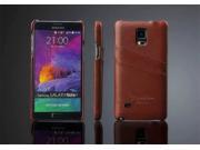 Qi Sheng Company TM Case with Business Credit Card Genuine Leather Slim Fit Skin Cover Case for Samsung Galaxy Note 4 Brown color