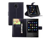 Le Qi Wallet Passport Card Premium Pu Leather Ultra Slim Flip Bracket Holster Protective Case Cover for Blackberry Classic Q30 Black