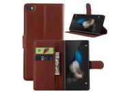 New Fashion Huawei P8 Lite Case Ultra Slim Stand Flip Wallet Case with Built in Card Slots Brown