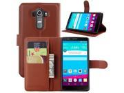 2016 New Wallet Case Magnetic Closure Leather Flip Cover with Folding Stand ID holder Credit Card Slots for LG G4 Brown
