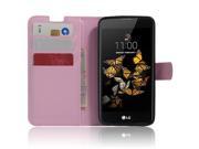 2016 New Flip folio Pu Leather Wallet Pouch Case Cover with Stand Card Slots for LG K8 Pink
